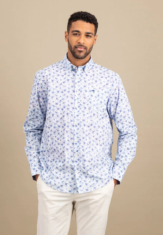 Shirt with button-down collar and floral print