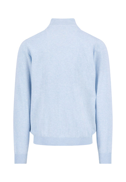 Pull homme bleu clair casual chic col zippé logo – jusqu’au 3XL