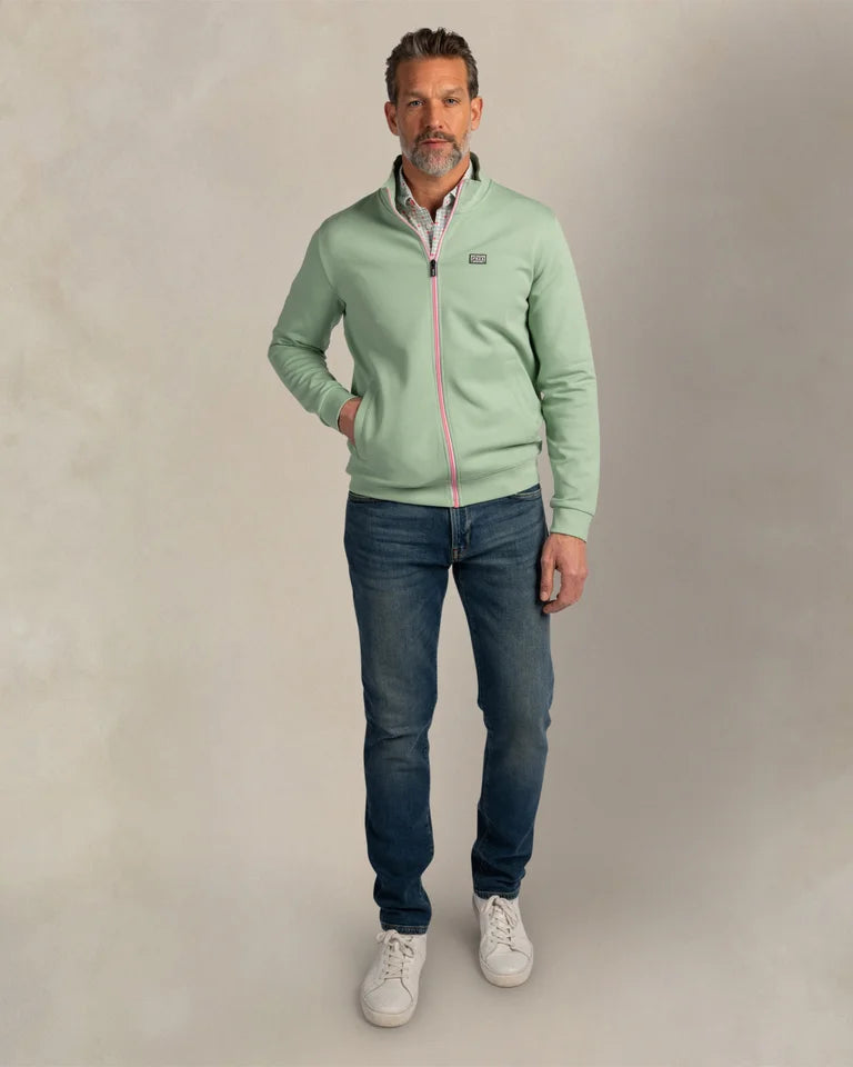Sweat zippé Homme vert clair casual chic logo poitrine – jusqu’au 3XL