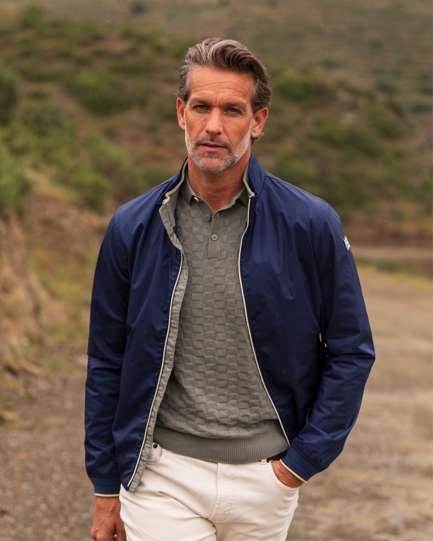 Veste Homme bleu marine casual chic col contrasté – jusqu’au 3XL