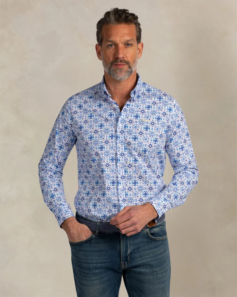 Chemise Homme bleu cool casual chic imprimé floral – jusqu’au 3XL