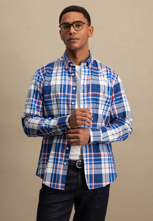 Checked shirt with button-down collar