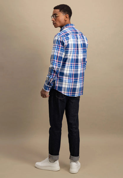 Checked shirt with button-down collar
