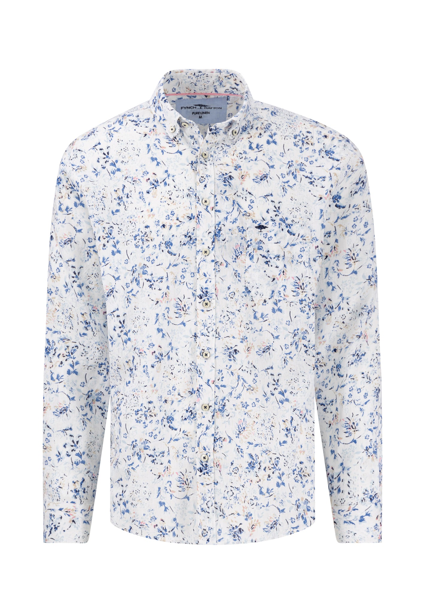 Linen shirt with botanical pattern