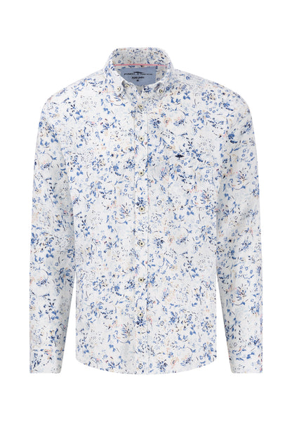 Linen shirt with botanical pattern