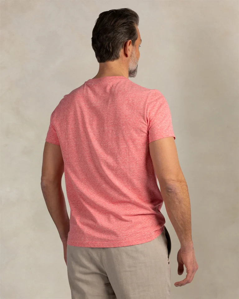 Tee-shirt Homme rose chiné casual chic logo poitrine – jusqu’au 3XL