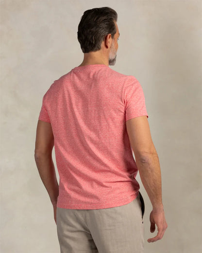 Tee-shirt Homme rose chiné casual chic logo poitrine – jusqu’au 3XL
