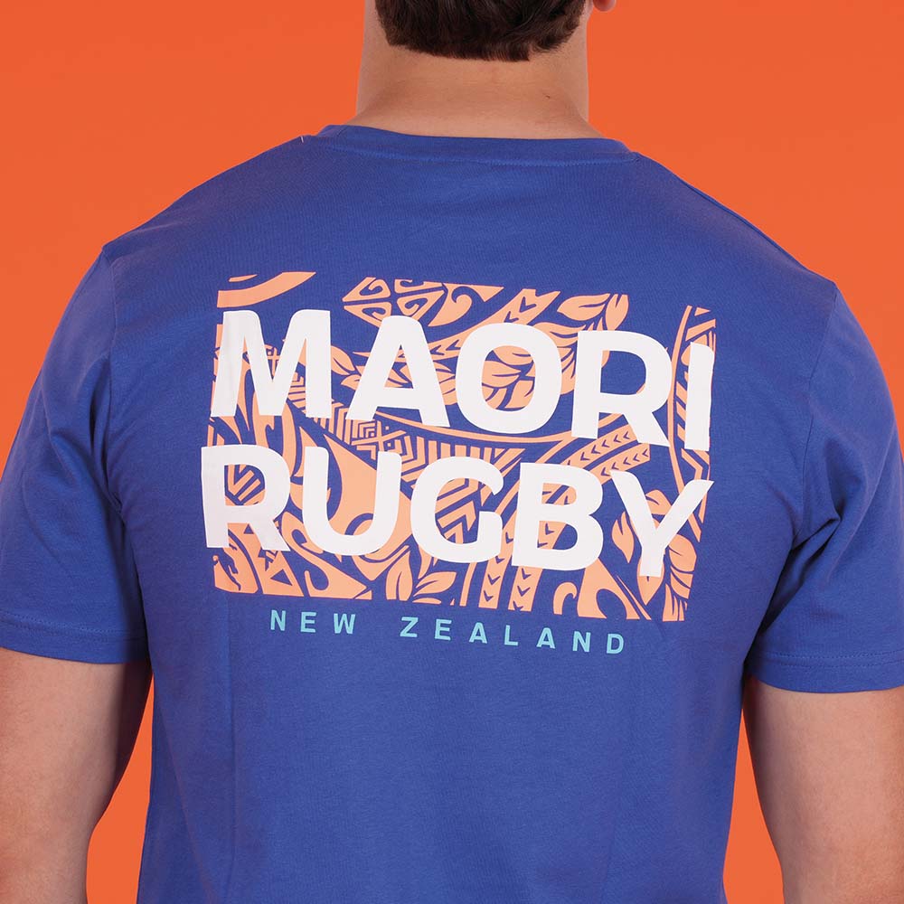 T SHIRT MC MAORI RUGBY  BLEU FONCE - jusqu’au 3XL