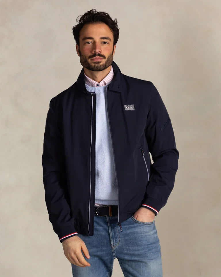 Blouson bomber Homme bleu marine casual chic logo poitrine – jusqu’au 3XL