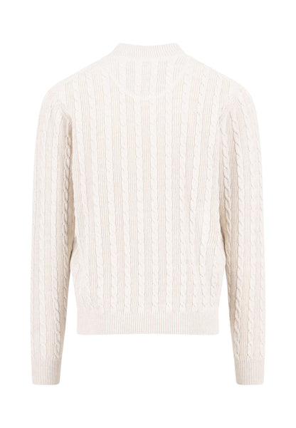 Pull homme écru casual chic col zippé torsadé – jusqu’au 4XL