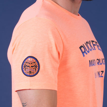 T SHIRT MC MAORI RUGBY  Orange vif - jusqu’au 3XL