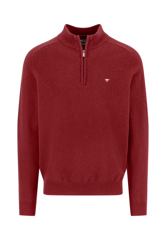 Pull homme bordeaux casual chic col zippé logo – jusqu’au 4XL