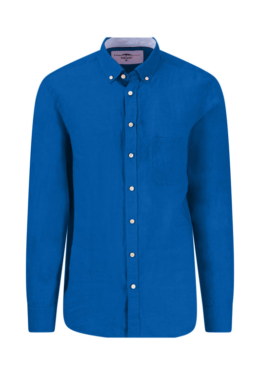 Linen shirt with button-down collar