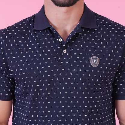 Polo bleu à manches courtes marine imprimé discret Ruckfield Le Club