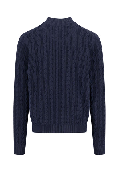 Pull Homme navy casual chic col zippé torsadé – jusqu’au 4XL