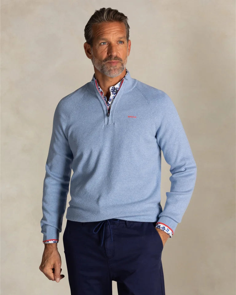 26AN429 PULLOVER HALF ZIP SKY BLUE MELANGE