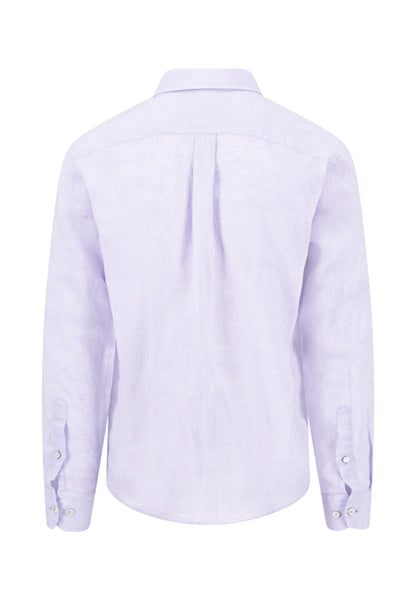Chemise en lin à col boutonné et poche poitrine lavender - jusqu’au 3XL